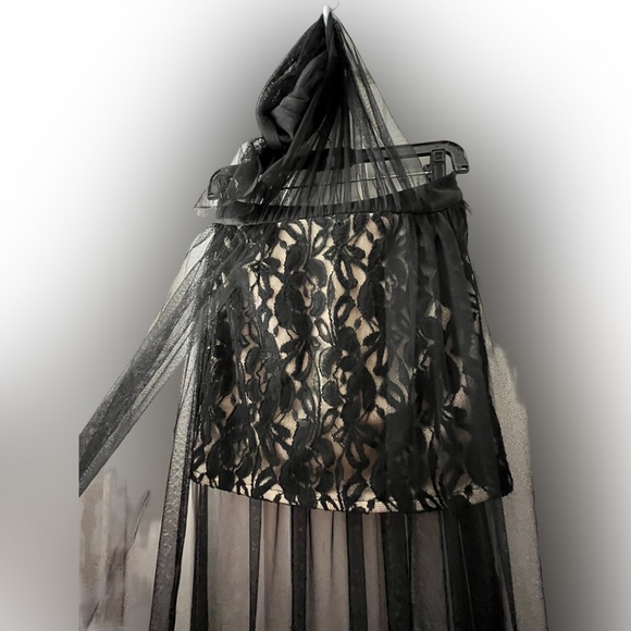 Mini Skirt With Sheer Overlay - Picture 3 of 15